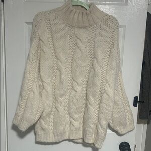 NWT Altar'd State Ivory Cable Knit Turtleneck Sweater